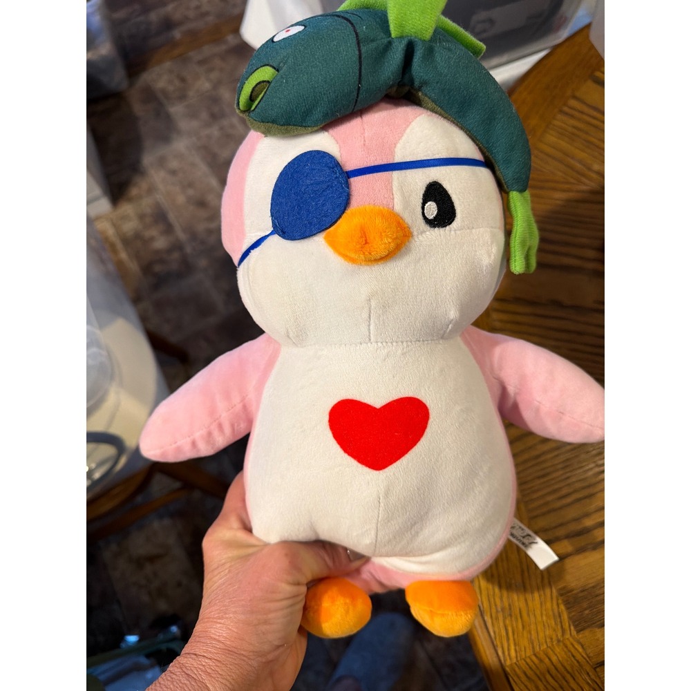 Pudgy Penguins Pink Plush Toy with Fish Hat and Eye Patch PUP7008C NFT 8 inch